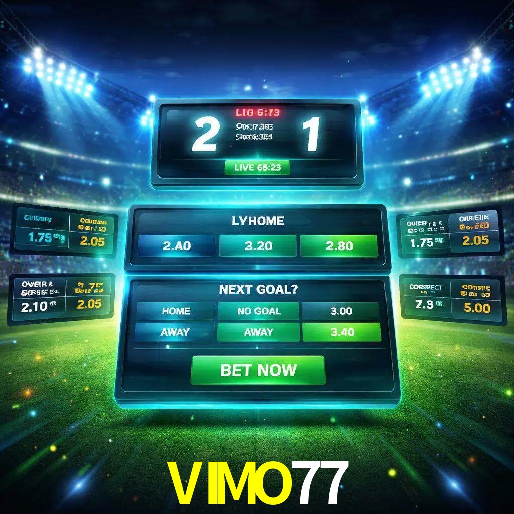 Vista de apuestas en vivo VIMO77 durante un partido en curso