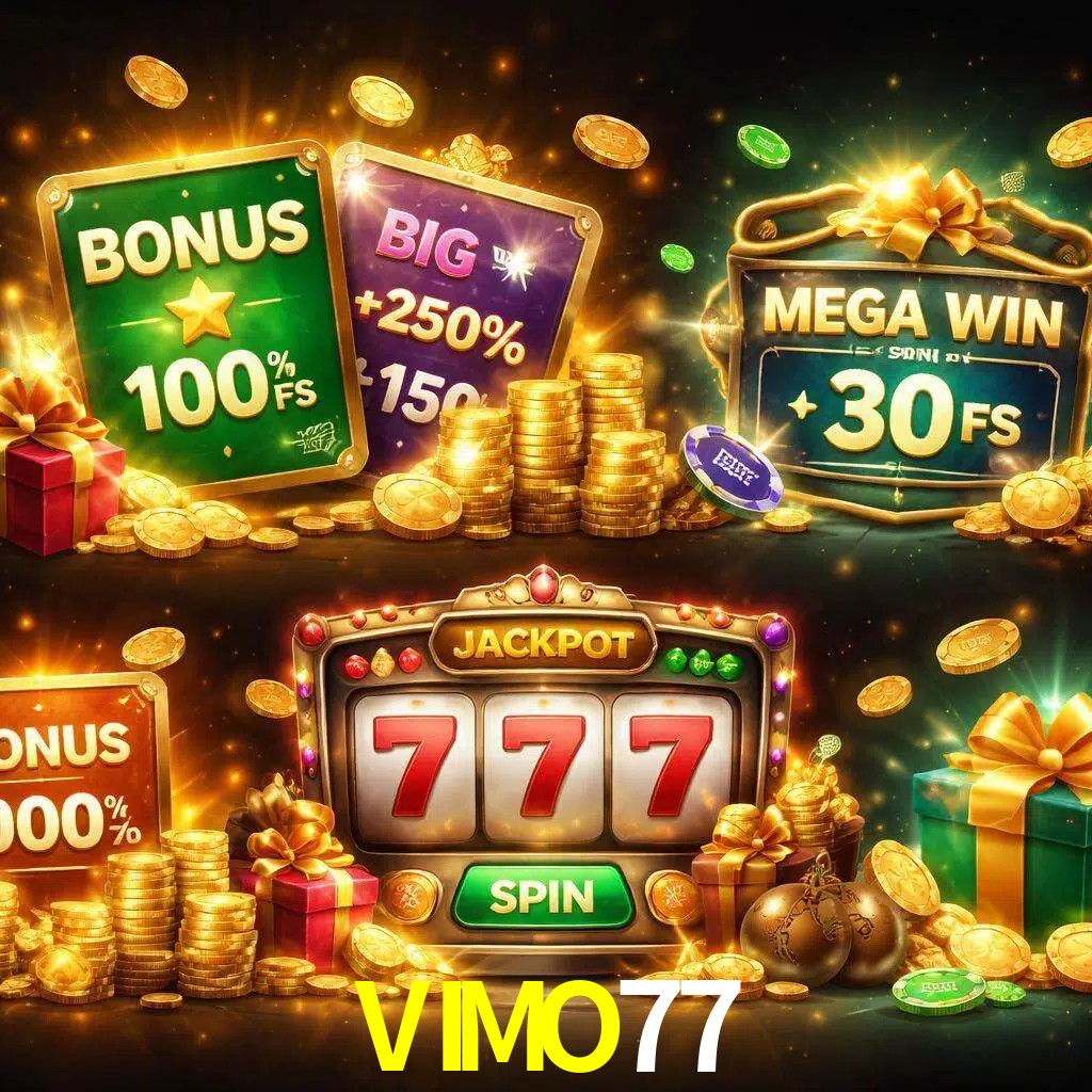 Tipos de bonos VIMO77 incluyendo recompensas de bienvenida y promociones continuas